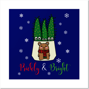 Prickly And Bright - Eves Pin Cacti In Christmas Bear Pot Posters and Art